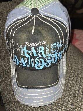 Harley Davidson Dad Hat Cap Strap Back Bahamas Distressed Frayed Worn Adult